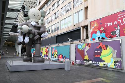 KAWS Clean Slate sculpture is exhibited in Ocean Terminal forecourt