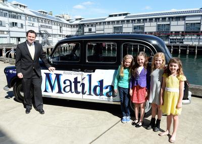 Matilda's announced in Sydney - Minister for Trade, Tourism and Major Events Stuart Ayres and Matilda's from left to right - Georgia Taplin, Bella Thomas, Sasha Rose and Molly Barwick. Credit James Morgan, Destination NSW, Matilda The Musical.