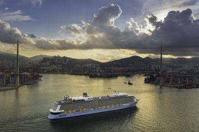 Royal Caribbean's Quantum of the Seas is the largest ship to ever appear in Hong Kong waters.