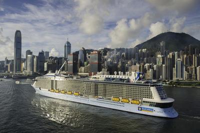 Royal Caribbean's Quantum of the Seas is the largest ship to ever appear in Hong Kong waters.