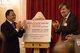 Mr. David Lee and acting dean Hunter unveil the plaque of the Lee Kum Sheung Center for Health and Happiness at the reception dinner hosted by Harvard on May 10