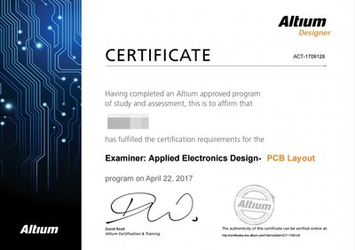 Altium认证考评员证书