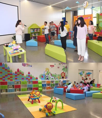 美泰中国儿童发展实验室负责人段苏宸向医护人员和义工培训游戏治疗