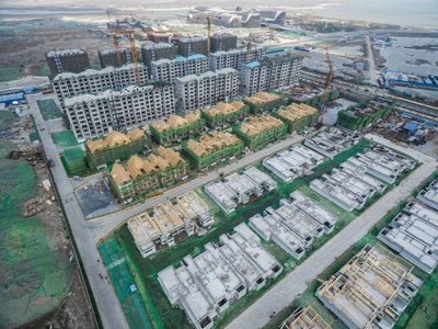 航拍图-天津中加低碳生态示范区枫丹园Super-E木结构建筑