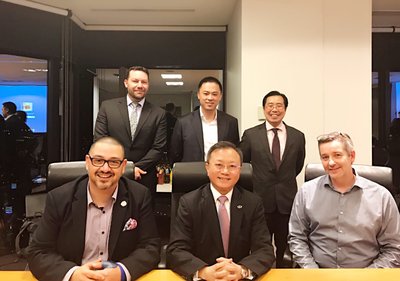 (From left to right and top to front) Mr. Andrew Jans, General Manager of Blend and Pack; Mr. Eric Jiang, Non-executive Director of Wattle Health; Mr. Joel Chang, Group COO of Mason Financial; Mr. Lazarus Karasavvids, Executive Chairman of Wattle Health; Mr. Alex Ko, Joint Chairman and CEO of Mason Financial; Mr. Andrew Grant, Founder, Significant Shareholder and Managing Director of Blend and Pack.