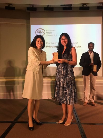 FrieslandCampina won the Supply Chain Management Award at the Sustainable Business Awards (SBA) Singapore 2017 for its outstanding leadership in supply chain sustainability.