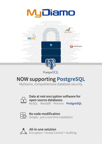 MyDiamo open source database encryption available also for PostgreSQL