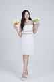 Kriesha Chu, a model for Yonsei Nutrition & Health’s new facial mask