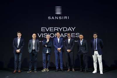 Mr. Srettha Thavisin (center), President of Sansiri Public Company Limited; along with Mr. Andrew Shearer (far left), CEO of Farmshelf; Mr. KONG Wan Sing (2nd left), Founder and CEO of JustCo; Mr. Tyler Brule (3rd left), Editor-in-Chief and Chairman of Monocle; Mr. Amar Lalvani (3rd right), CEO and Managing Partner of Standard International; Mr. Jimmy Suh (2nd right), President and Co-founder of One Night; and Mr. Nakul Sharma (far right), Founder and CEO of Hostmaker