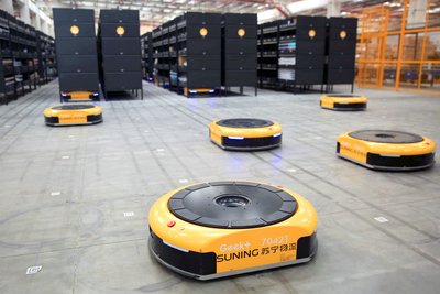 Suning’s AGV warehouse in Shanghai came into service during the festival