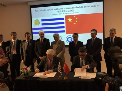 INAC与中检溯源乌拉圭公司推进乌拉圭输华牛肉合作协议签署仪式