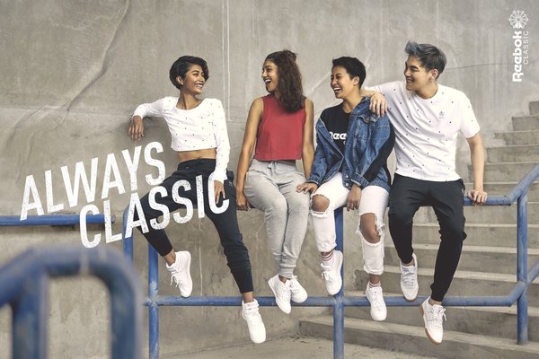 Reebok Classic’s Always Classic campaign featuring Shikin Gomez, Kiran Jassal, Nabila Huda and Lucas Lau (left to right)