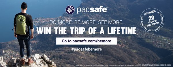 Pacsafe launches its #PacsafeBeMore competition, encouraging fans do more, see more and be more in every adventure