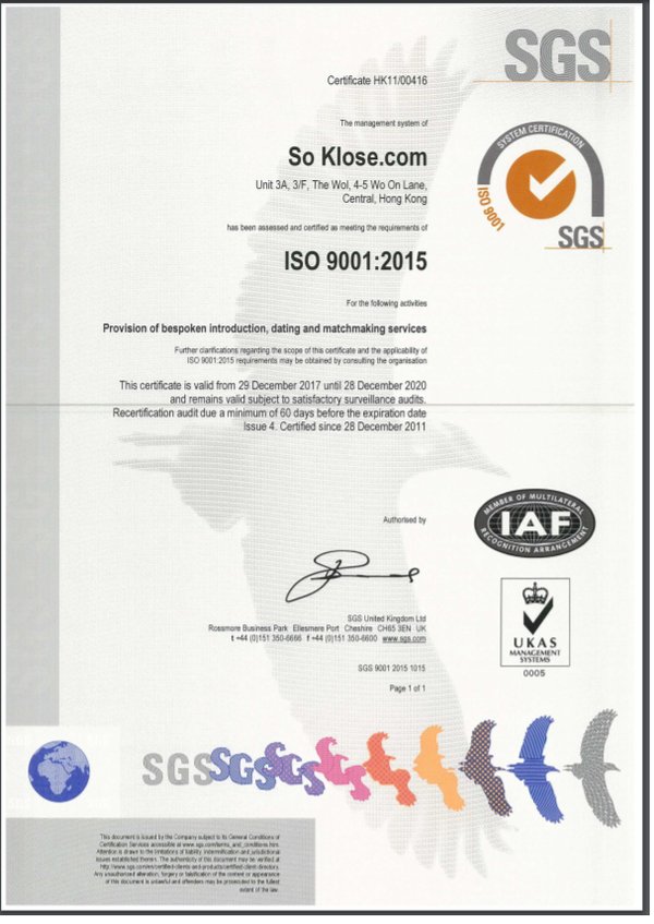 So Klose has achieved ISO 9001:2008 standard certification since 2011 and recently it received new ISO 9001:2015 re-certification with zero non-conformities.