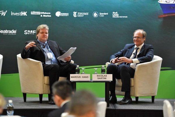 Mr Nicolas Sartini, CEO of APL (right) during his Fireside Chat session with Marcus Hand, Editor of Seatrade Maritime News