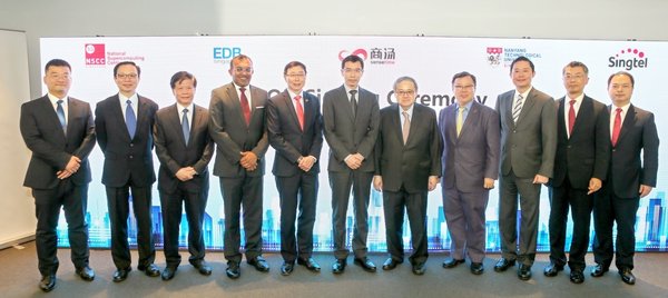 Witnessed by EDB, SenseTime signs MOU with NTU, NSCC and Singtel separately. From left: Mr. Hui Shen (SenseTime), Associate Professor Tan Tin Wee (NSCC), Professor Lam Khin Yong (NTU), Mr. Kiren Kumar (EDB), Mr. Bill Chan (Singtel), Professor Xiao’ou Tang, Mr. Peter Ho (NSCC), Mr. Arthur Lang (Singtel), Professor Louis Phee (NTU), Mr. Jeff Shi (SenseTime) and Mr. Martin Huang (SenseTime)