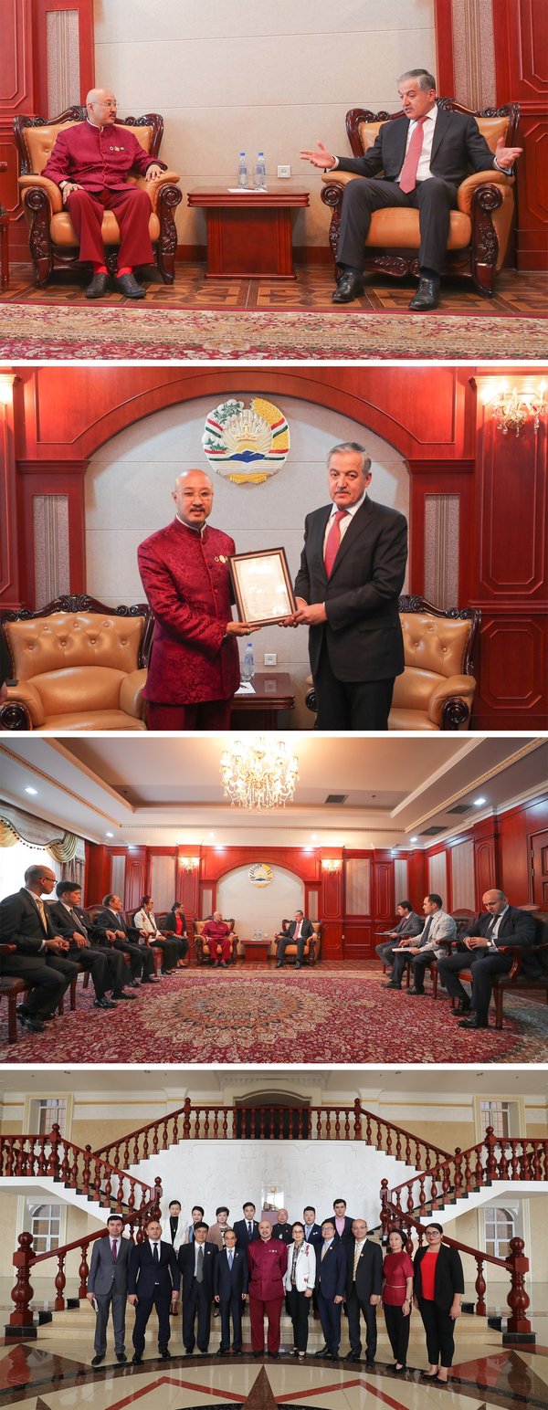 塔吉克斯坦外交部部長 Aslov 為拿督斯里吳達鎔教授頒發表彰證書