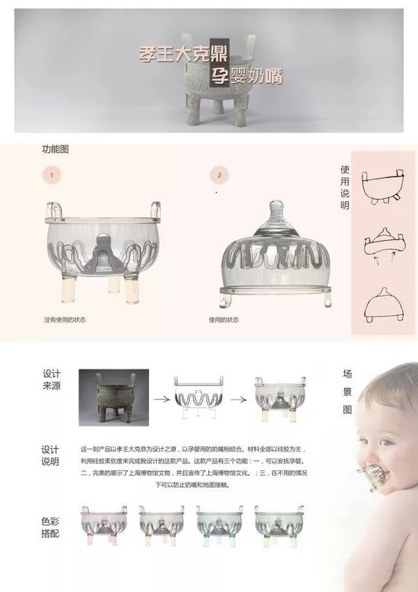 孕婴童产品设计大赛 -- 孕婴奶嘴与孝王大克鼎
