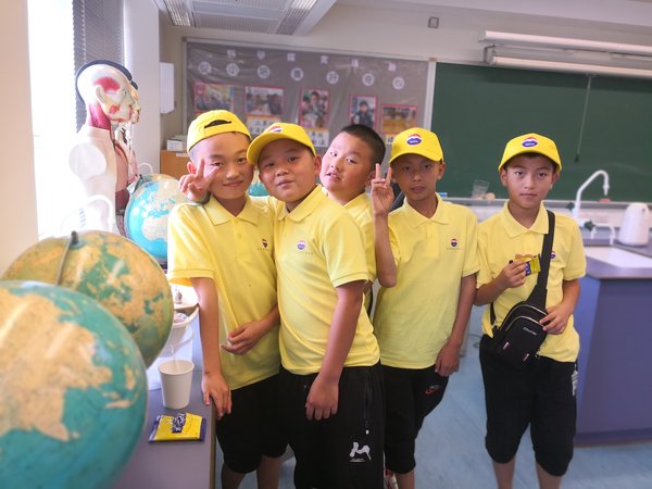 Boys Taking a picture after an English class in a Hong Kong primary school