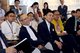 香港民政事务局局长刘江华（前排左二）与 ATLAS 寰图首席执行官陈思烺先生（前排左三）在坐席听取创业代表的分享