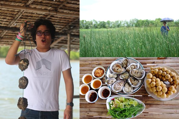 Enjoy fresh oyster with local sauce and Long Kong, delicious local fruit