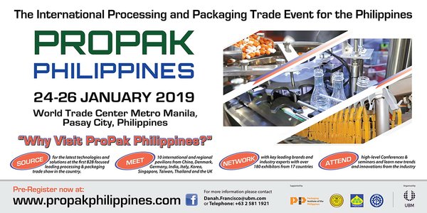 UBM Asia launches ProPak Philippines 2019 on 24-26 January at the World Trade Center Metro Manila