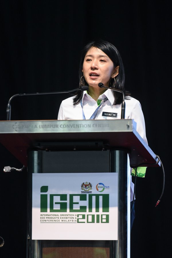 Minister of Energy, Science, Technology, Environment & Climate Change, Malaysia, Yeo Bee Yin at IGEM 2018
