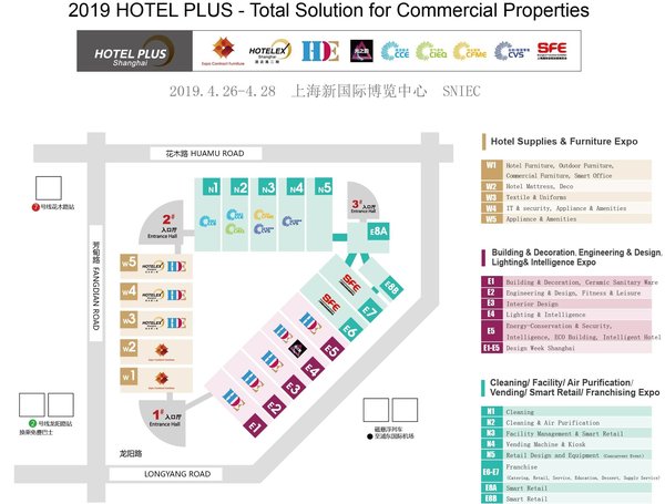 An overall floor plan of 2019 Hotel Plus
