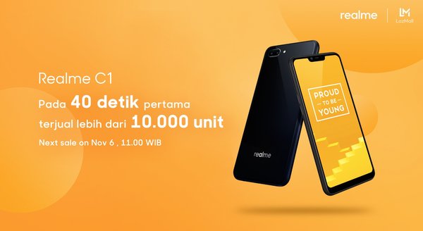 Realme C1 First Sale Terjual 10000 unit dalam 40 detik