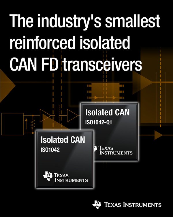 德州仪器推出业界超小型增强隔离式CAN FD收发器，提供更高的总线故障保护