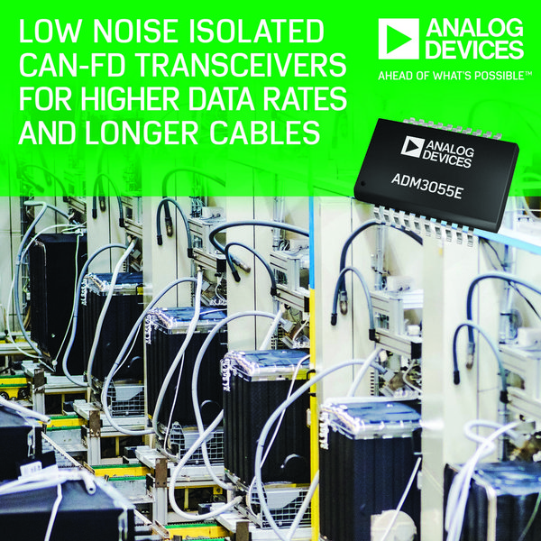 低噪音隔離式CAN FD收發器實現更高資料速率和更長纜線