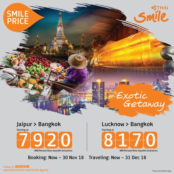 THAI Smile offers special price for travelers from India to experience the Land of Smiles