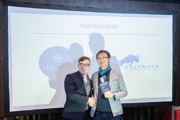 Heslin Kim, VP of Business Development at Polymath, and Neil Lee, co-founder and CEO of LeadBest, jointly announce their strategic partnership in Taiwan