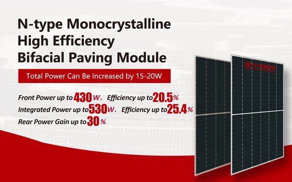 N-type Monocrystalline High Efficiency Bifacial Paving Module can increase the power by 15-20w