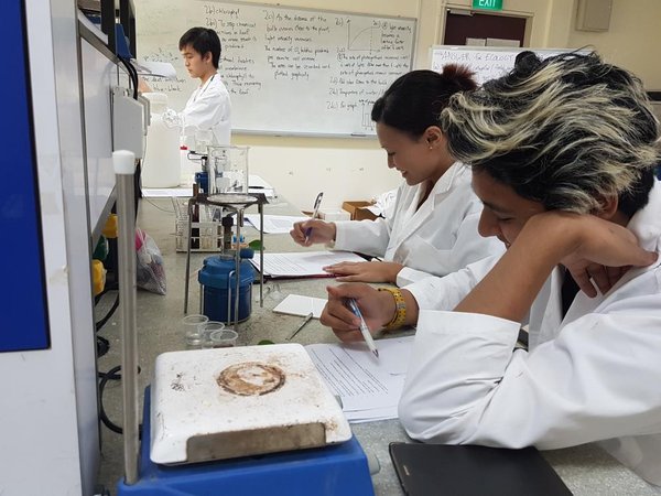 圖為學生們在MDIS科學實驗室愉悅地學習實操經驗