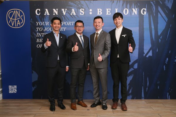 Canvas Belong共同創辦人兼Canvas營運總監黃俊文（左）以及Canvas創辦人吳家耀（右）歡迎來自曼谷的Citizens蒞臨香港出席Canvas Belong發布會。