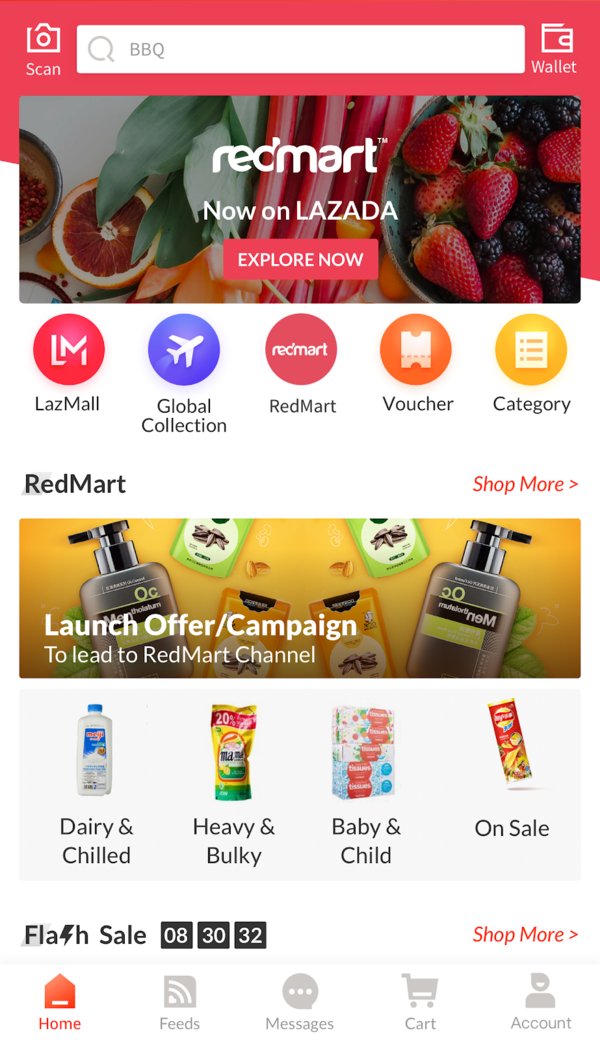 Screenshot of the new RedMart on Lazada app