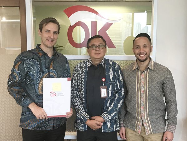 Arne Hartmann (Founder and CEO amalan), Mr. Triyono Gani (Executive Director of IKD at OJK), Yodhi Kharismanto (Director of amalan) at the official launch ceremony for the new fintech segments at Innovation Centre for Digital Financial Technology (OJK Infinity)