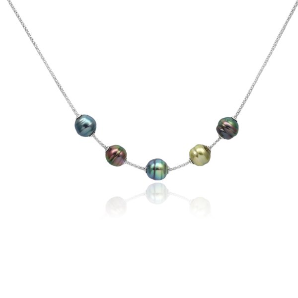 Gyso Pearls & Jewellery Ltd 孔雀绿圆形大溪地珍珠项链