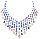 Multicolour sapphire necklace layout from Paul Wild OHG. The sapphires have a total carat weight of 154.25