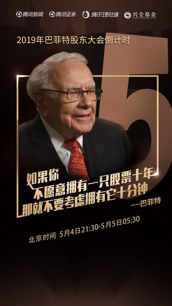 2019巴菲特股东大会-中国投资人酒会倒计时海报：倒计时5天