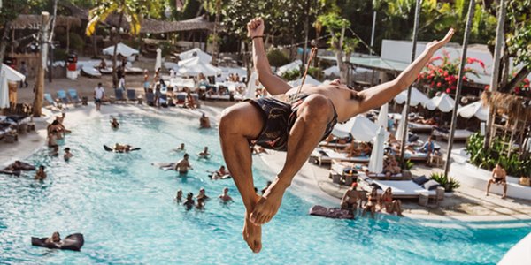 Making a splash from the highest diving platform in Bali