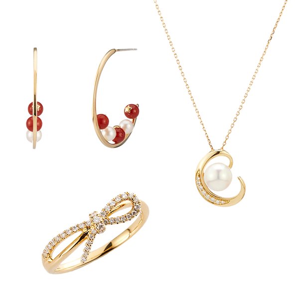 SUAO(since1968) 苏珊珠宝将展出数款镶嵌天然珍珠、珊瑚、白钻的K金戒指、耳环、项链等。