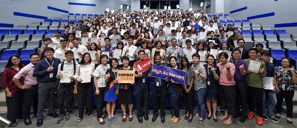 Sunway College A-Level high achievers with their lecturers