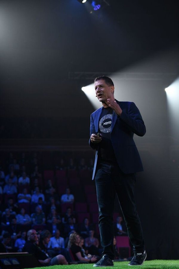 Steve Vamos, CEO of Xero, addressing 3500 accountants and bookkeepers at Xerocon 2019 in Brisbane