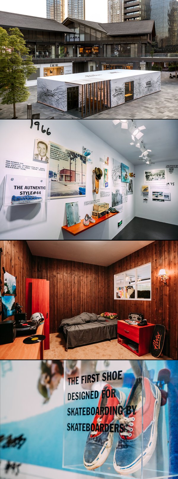 Vans Era Museum展览空间传神地展现了一代传奇滑手Tony Alva与Vans创造的世界上第一双专为滑板运动而生的鞋——Vans Era的故事。