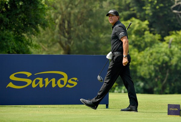 Five-time Major Champion Phil Mickelson is one of Sands’ guests at the company’s junior golf clinic event Monday.