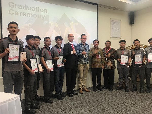 First-batch apprentice program graduation ceremony with Mr. Kurt Kunz, Ambassador of Switzerland in Indonesia