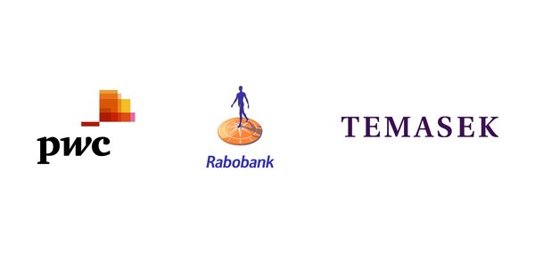 Logos of PwC, Rabobank and Temasek