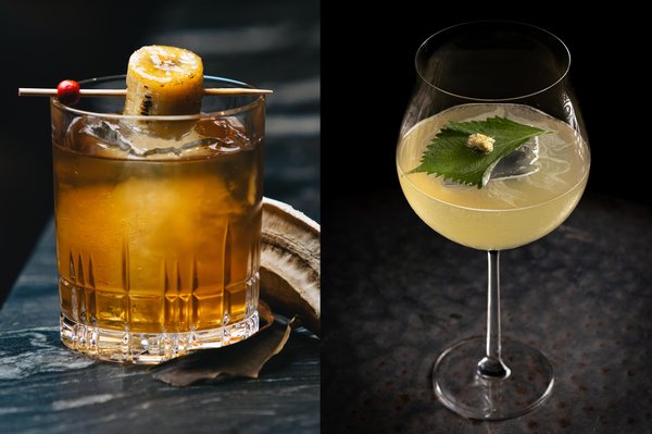 Sip on handcrafted cocktails from The Epicurean Bar (from L to R): AVENUE Lounge’s Banana Cue; Mott32’s Hanami